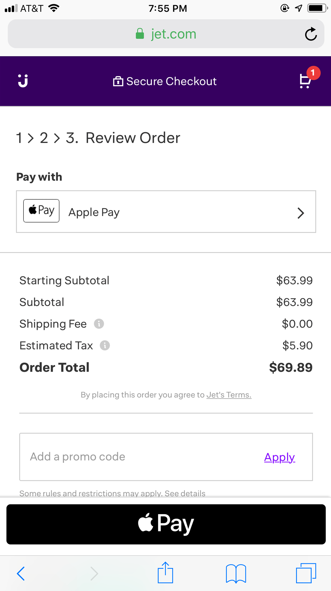 Jet.com makes it easy to see your order summary