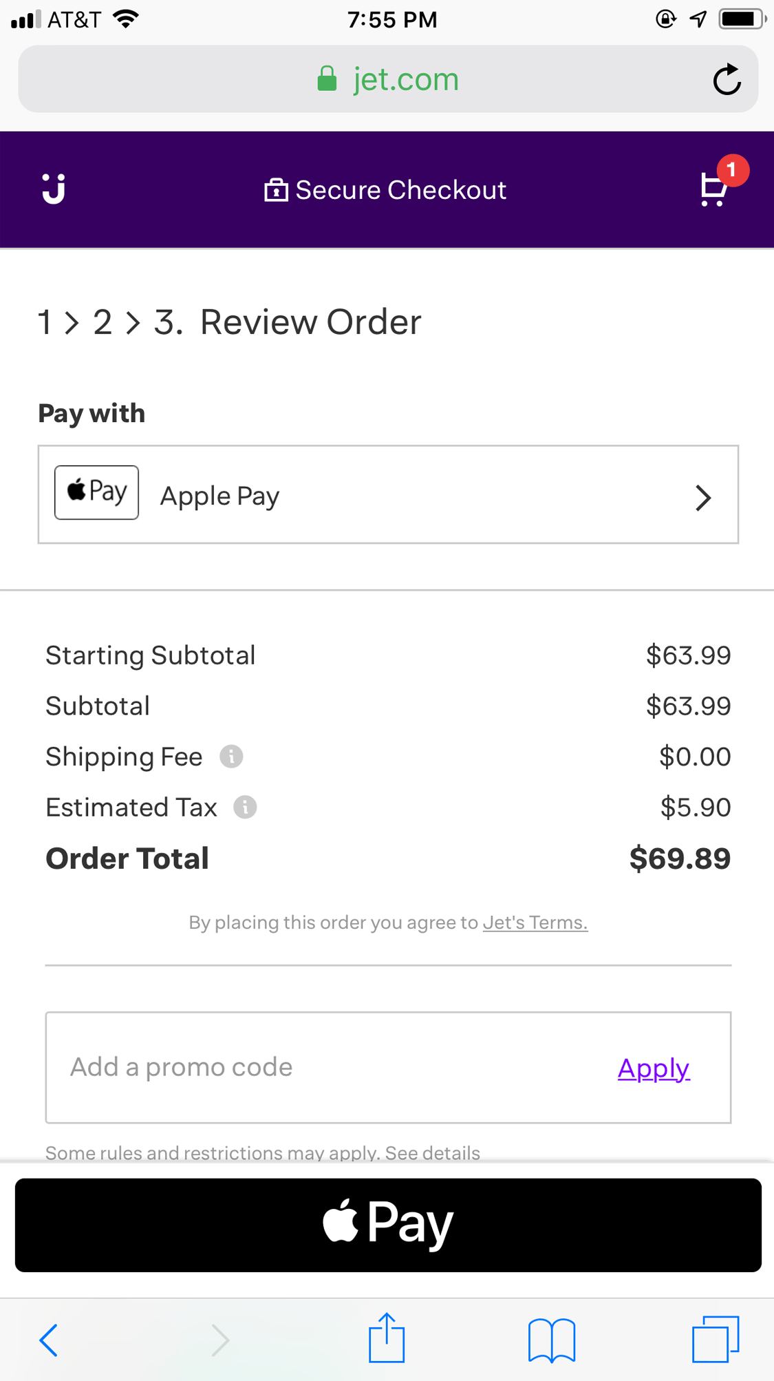 The Mobile Checkout Experience 9 Jet.com makes it easy to see your order summary
